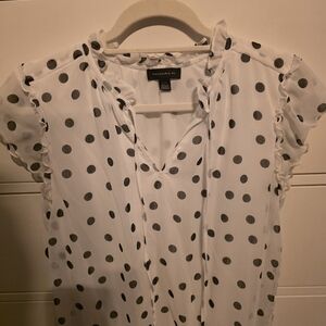 Tayannah White and Black Polka Dot Blouse